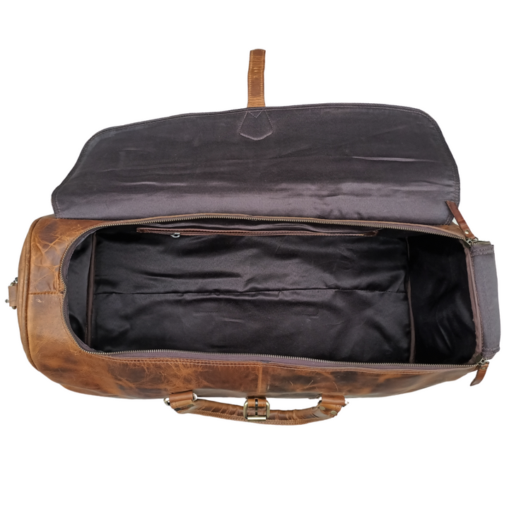 Beige Hartwachs-Reisetasche