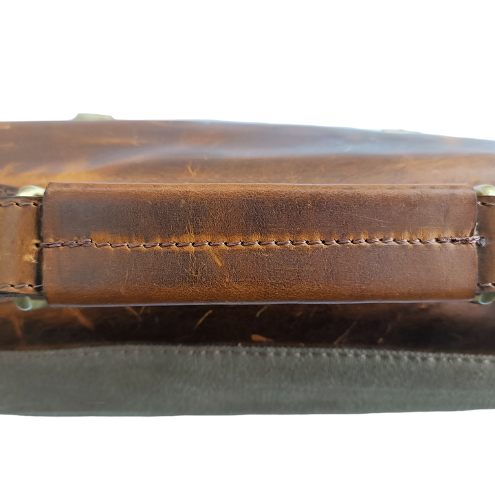 Braun Leder Laptop Tasche aus Canvas für Jäger