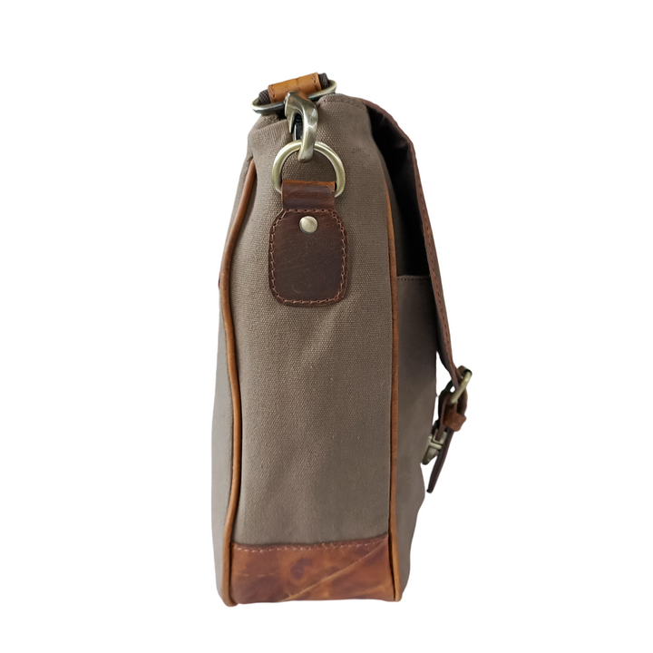 Braun Leder Laptop Tasche aus Canvas für Jäger