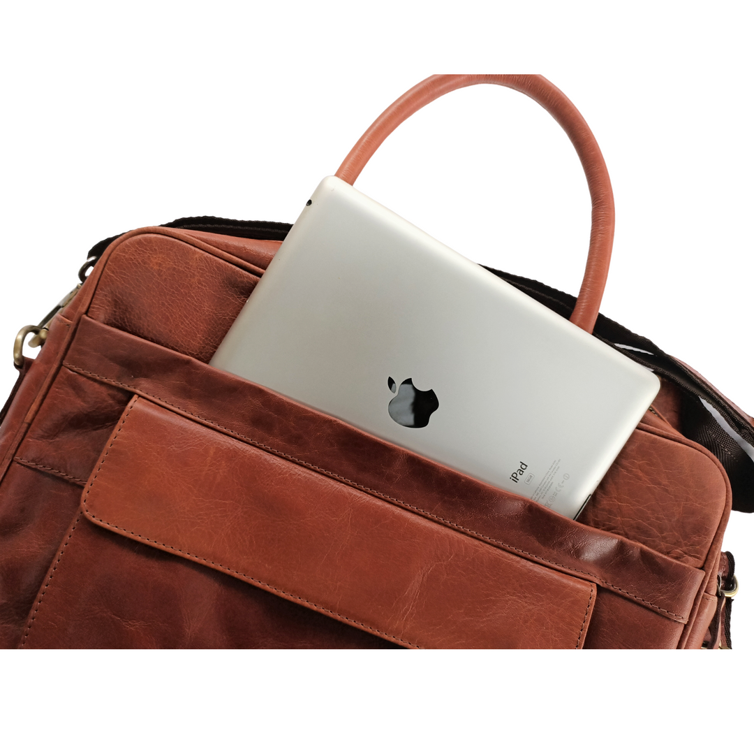 Braune Leder-Laptoptasche