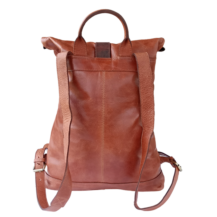 "Dunkelbrauner Leder-Rucksack" can be rewritten as "Brauner Leder-Rucksack in Dunkelton".