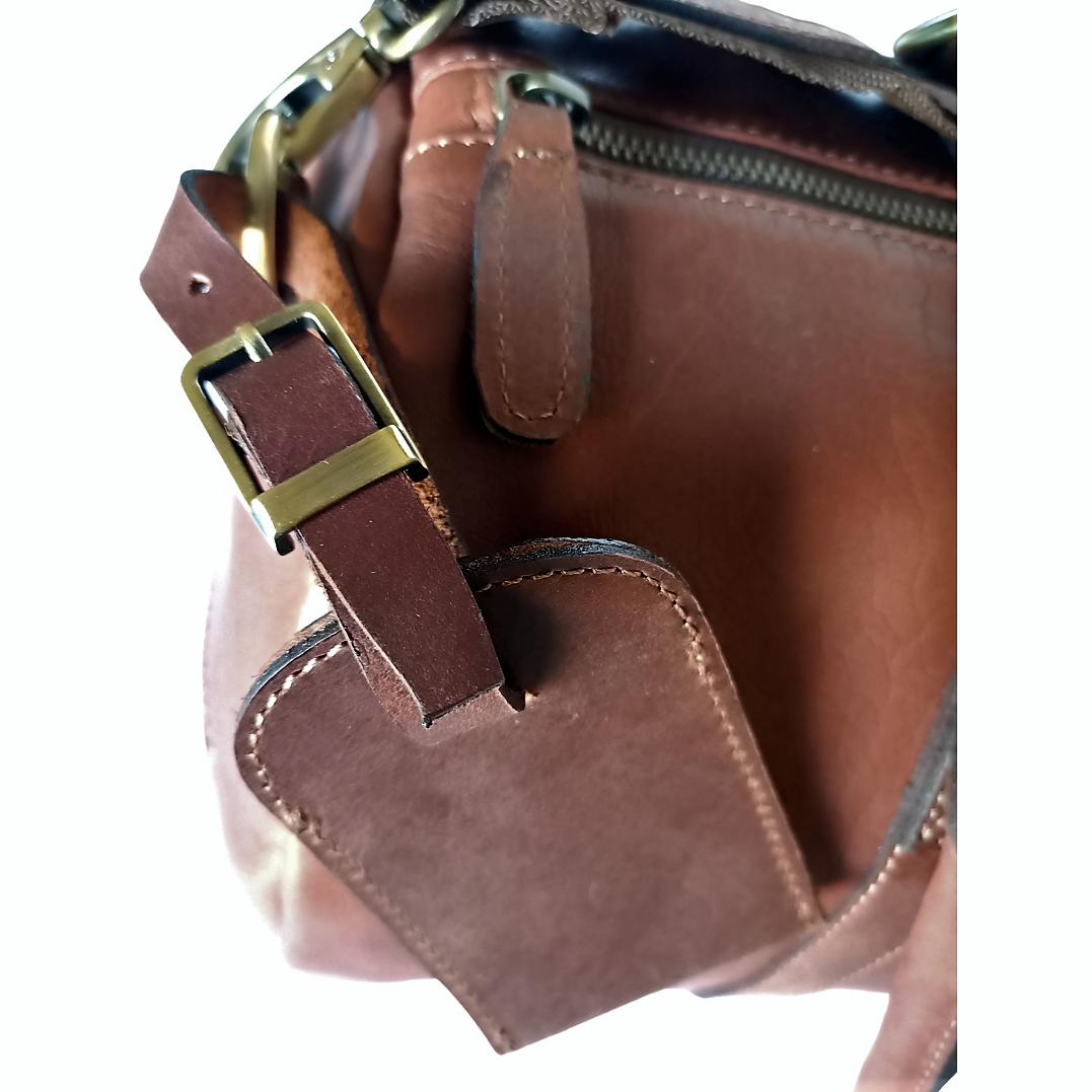 Braune Leder-Duffle-Tasche