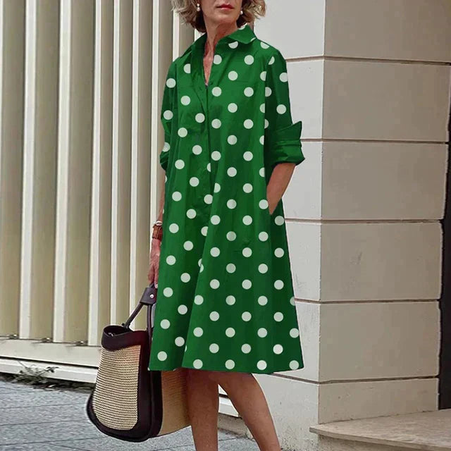 Clara | Retro Midi-Kleid mit Kragen und Eleganter A-Linie