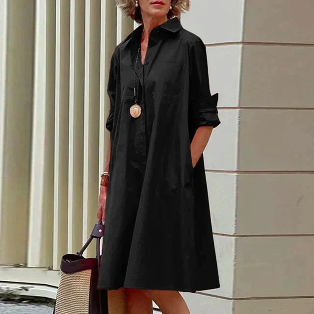 Clara | Retro Midi-Kleid mit Kragen und Eleganter A-Linie