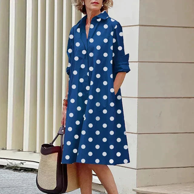 Clara | Retro Midi-Kleid mit Kragen und Eleganter A-Linie