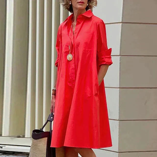 Clara | Retro Midi-Kleid mit Kragen und Eleganter A-Linie