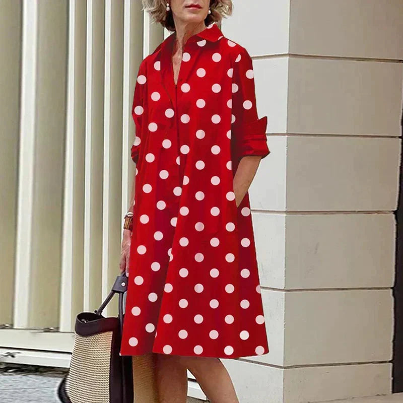 Clara | Retro Midi-Kleid mit Kragen und Eleganter A-Linie