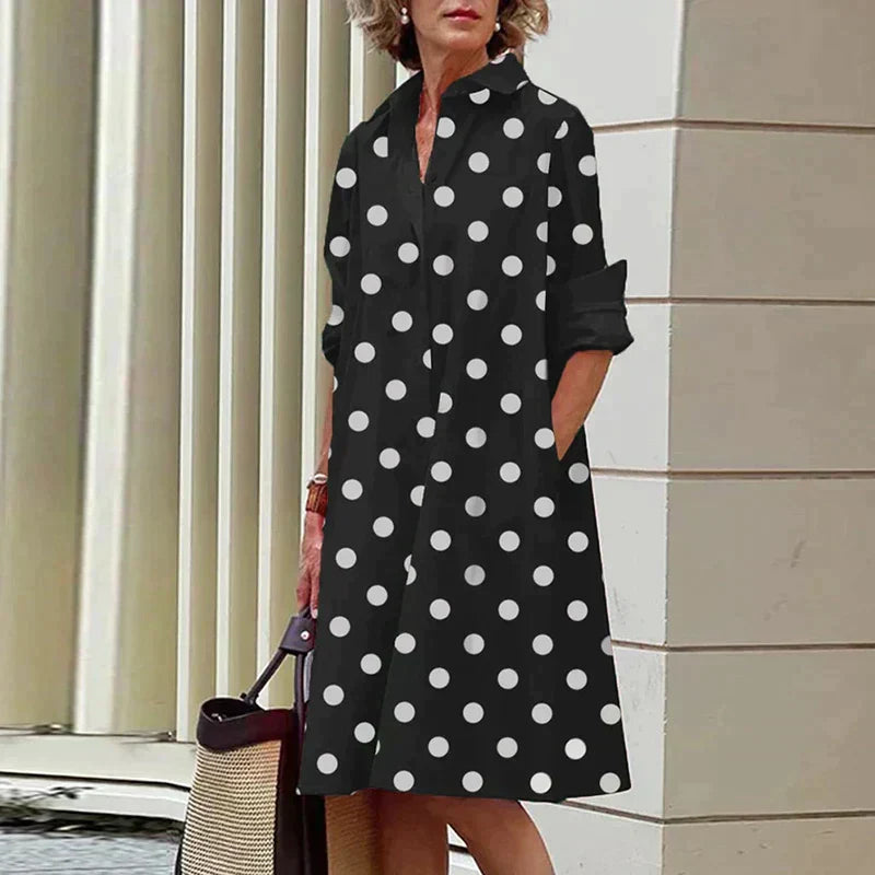 Clara | Retro Midi-Kleid mit Kragen und Eleganter A-Linie