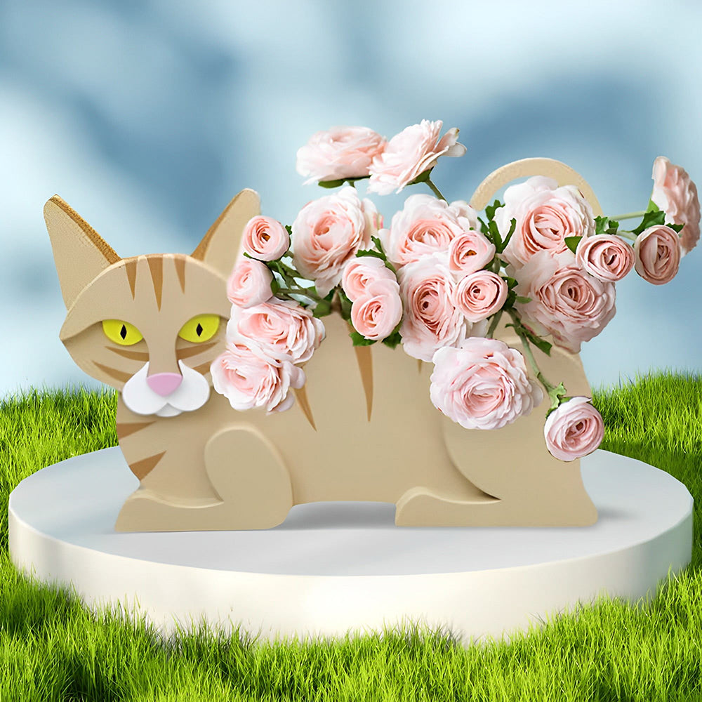 Gelbe Katzen-Blumentopf