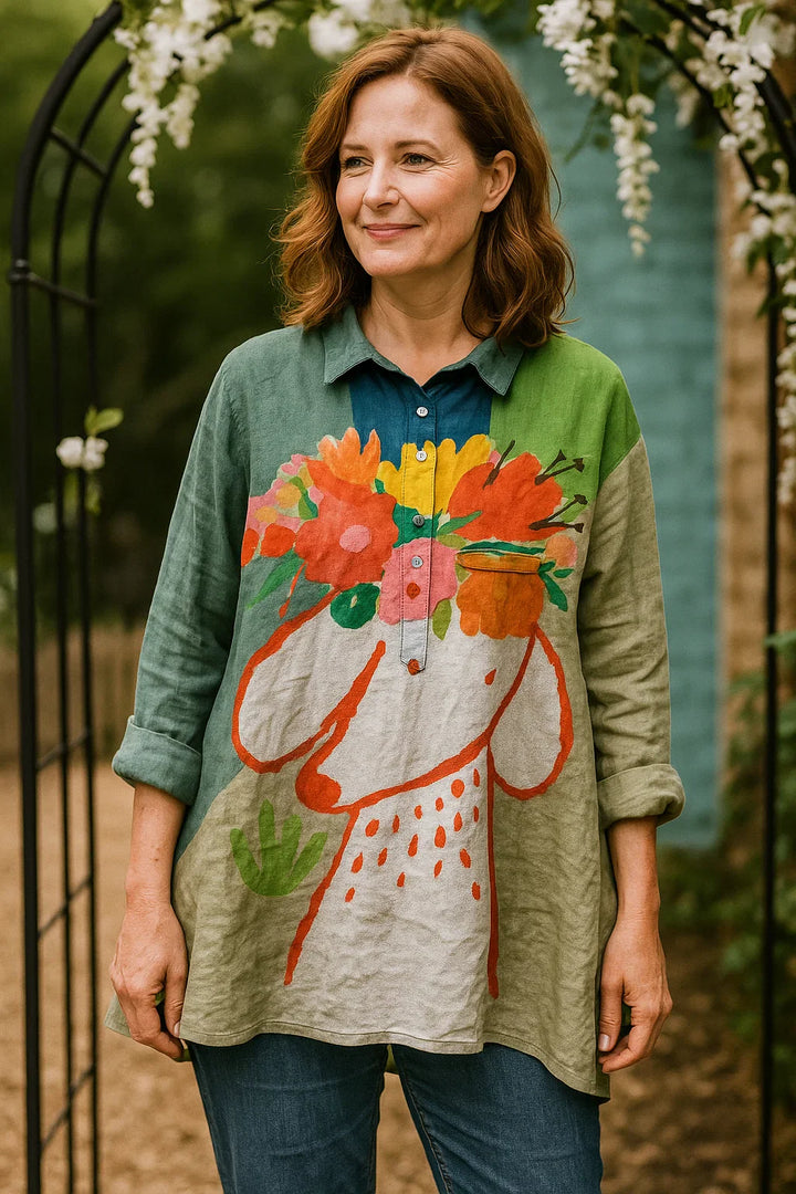 Sofie® | Bluse mit floralem und Hunde-Design