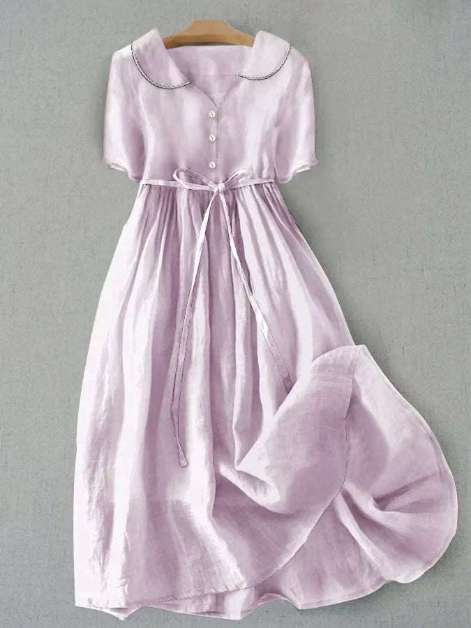 Isla - Elegantes Midi-Kleid aus Baumwolle und Leinen