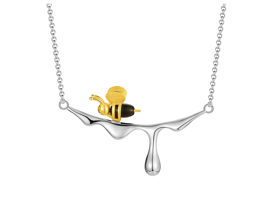 MELINA – Tropfende Honig- und Bienen-Halskette