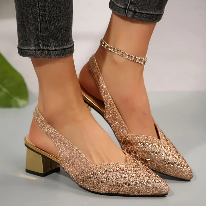 Elvira™ | Strass Slip-On Heeled Sandals