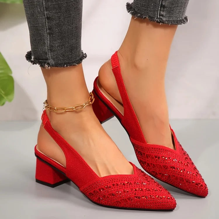 Elvira™ | Strass Slip-On Heeled Sandals