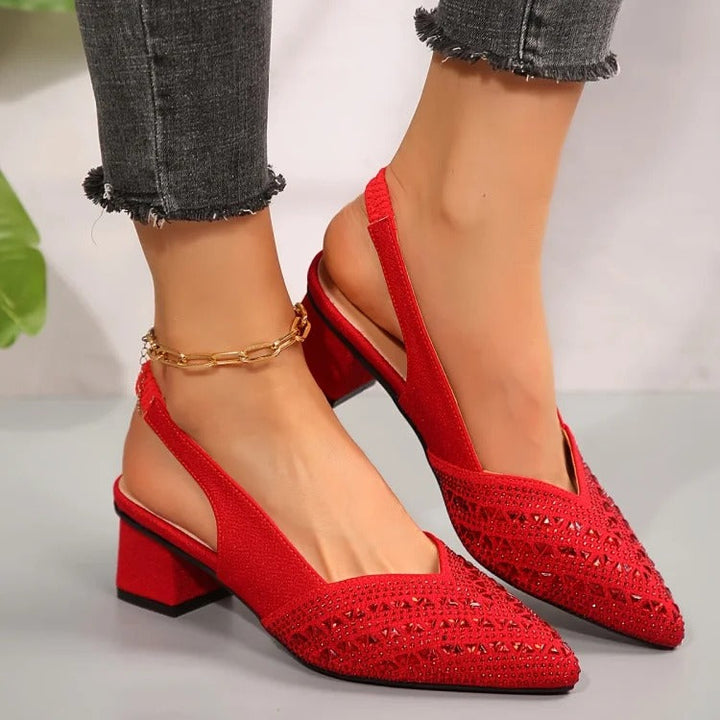 Elvira™ | Strass Slip-On Heeled Sandals