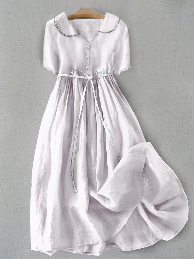 Isla - Elegantes Midi-Kleid aus Baumwolle und Leinen