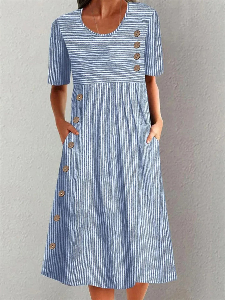 Renée | Gestreiftes Midi-Kleid mit eleganter Passform