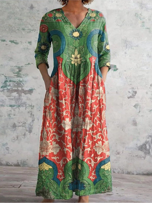 Celestine | Maxi-Kleid mit Vintage-Blumenmuster