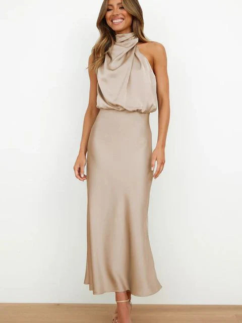 Laura | Stehkragen-Neckholderkleid ohne Ärmel 