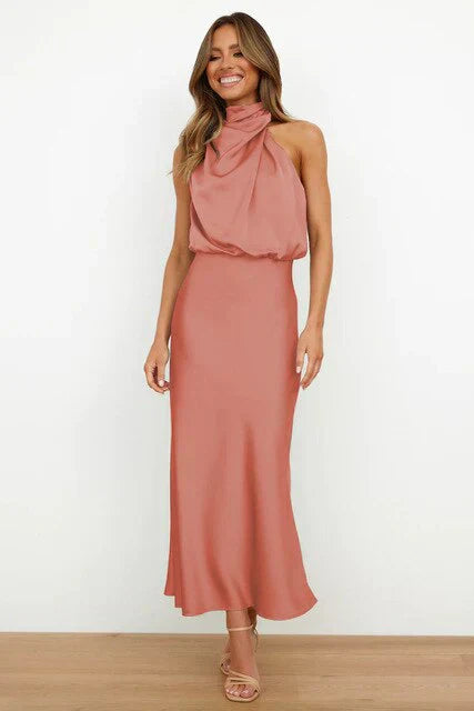 Laura | Stehkragen-Neckholderkleid ohne Ärmel 