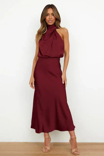 Laura | Stehkragen-Neckholderkleid ohne Ärmel 
