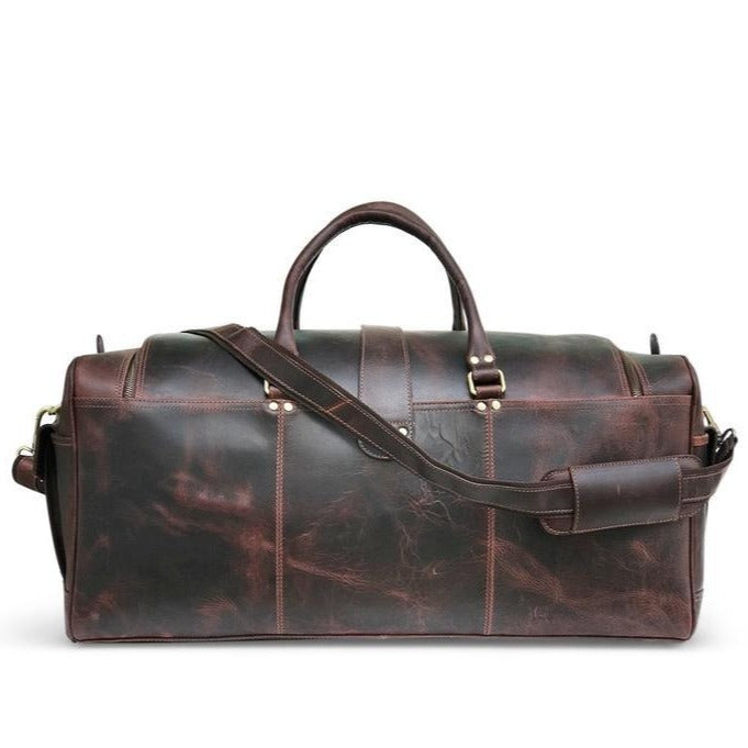 "Dunkelbraune Hunter-Leder-Wochenendtasche" can be rewritten as "Dunkelbraune Hunter-Leder-Wochenend-Tasche".
