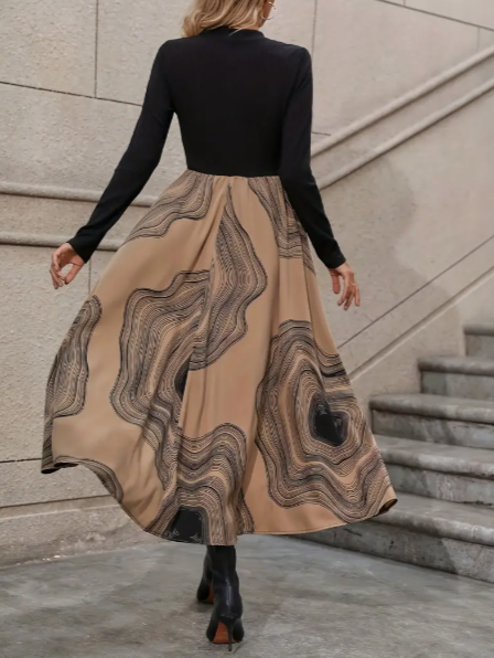 Sylvie | Eleganter Midirock mit künstlerischem Druck
