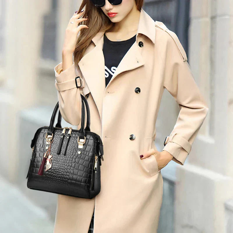 Sofie® Crocodile-Embossed Leather Handbag