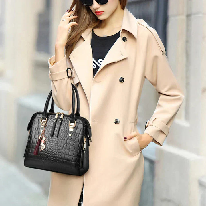 Sofie® Crocodile-Embossed Leather Handbag