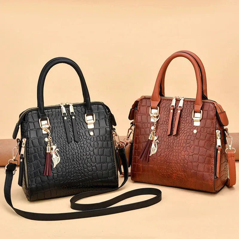 Sofie® Crocodile-Embossed Leather Handbag