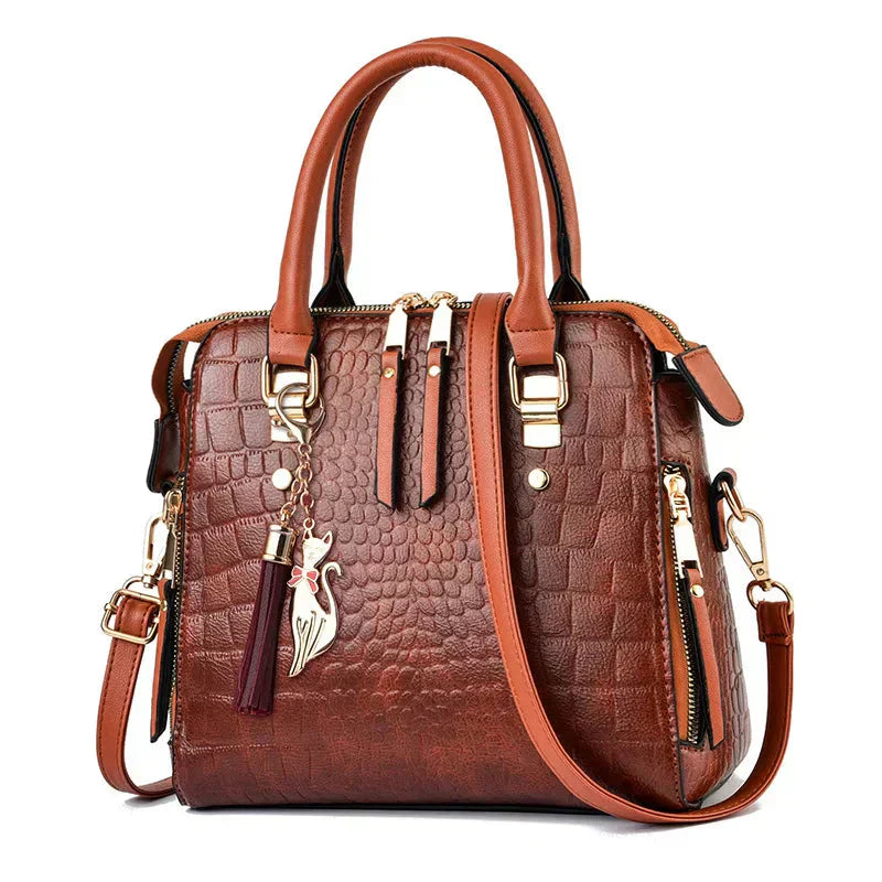 Sofie® Crocodile-Embossed Leather Handbag
