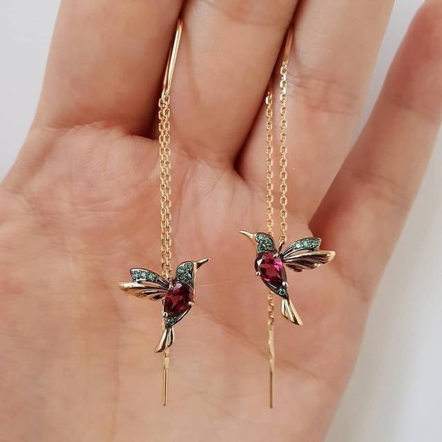 Shay | Kolibri-Emaile Ohrringe mit Zirkonia