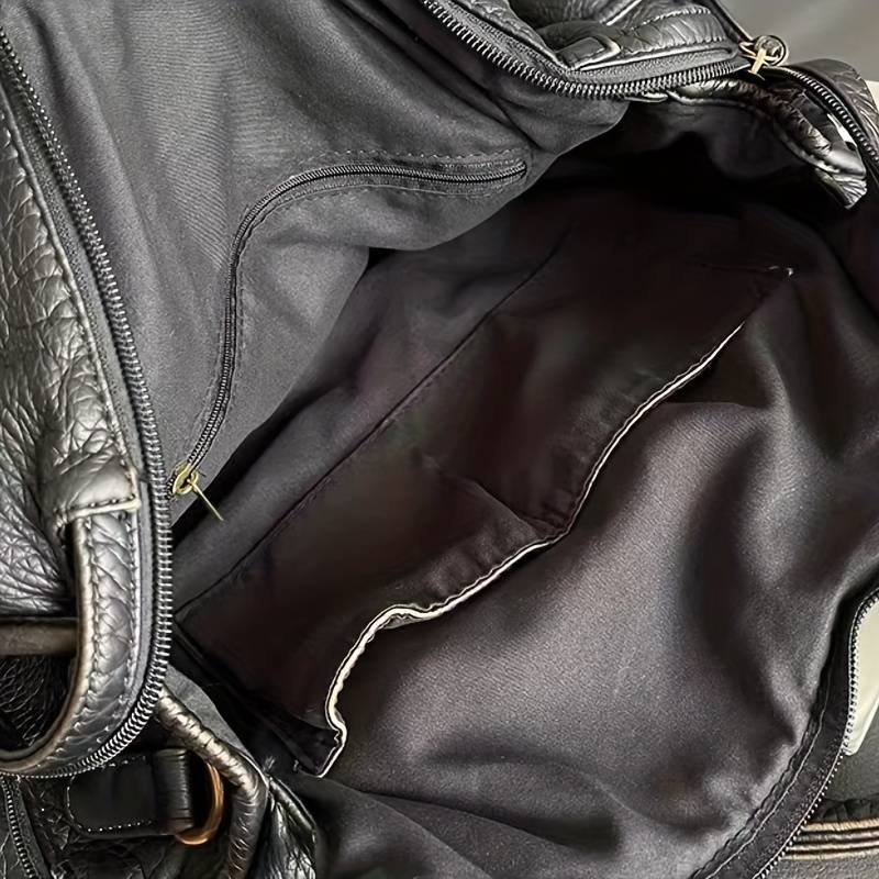 Stilvolle Vintage Schwarze Lederhandtasche