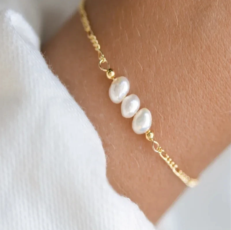 Wolle | Armband mit drei Perlen