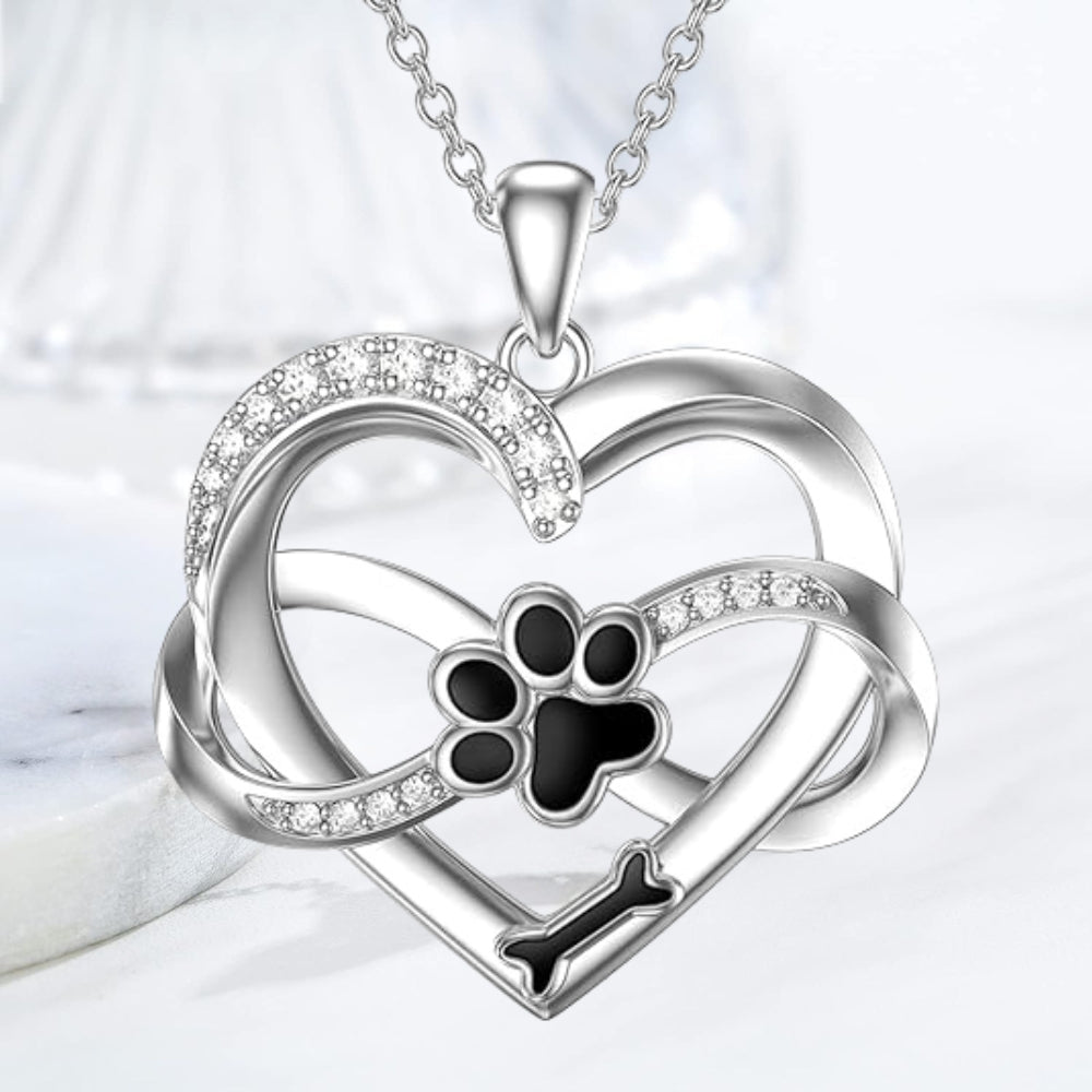 Infinity Herz & Pfote Halskette aus 925er Silber mit Zirkonia - Sulzer