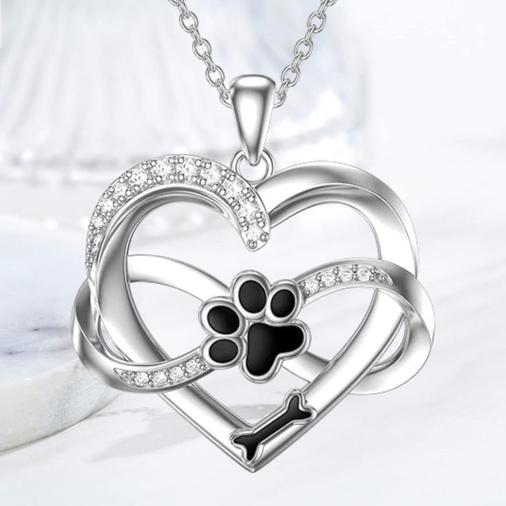 Infinity Herz & Pfote Halskette aus 925er Silber mit Zirkonia - Sulzer